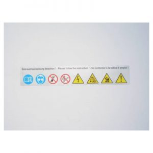 Sticker met veiligheidssymbolen 140x25 | Tractiebatterijen.com